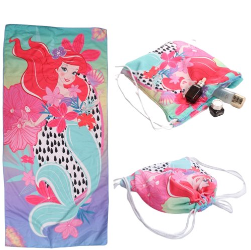drawstring bag beach towel 