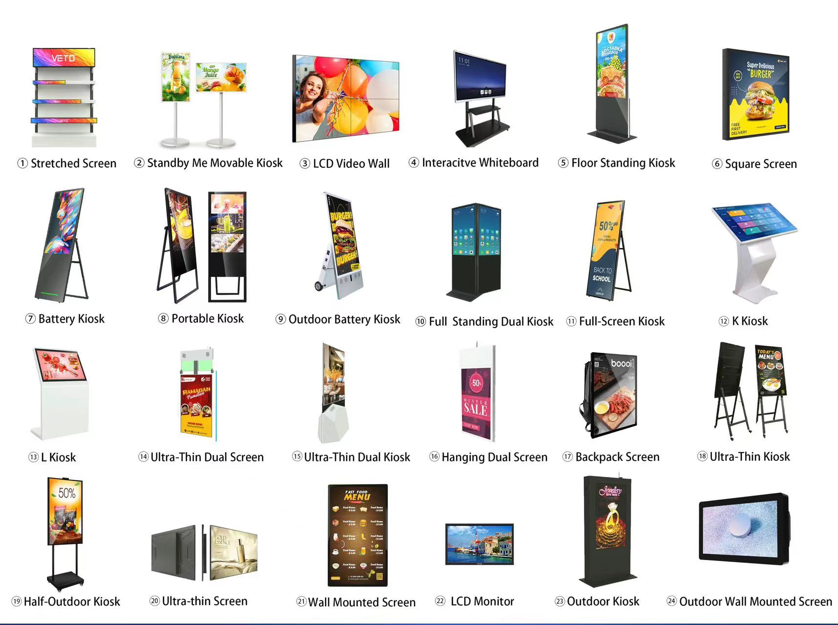 Various digital signage LED display stand
